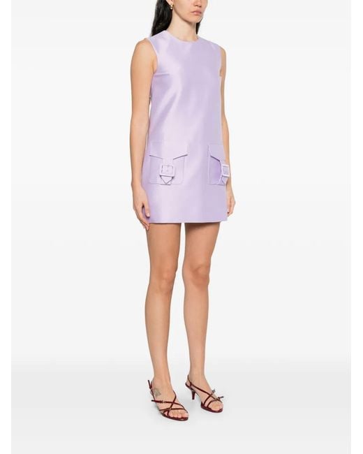 Self-Portrait Purple Short Lilac Taffeta Dress