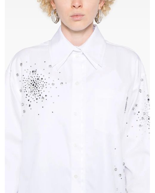 Des Phemmes White Crystal-Embellished Shirt