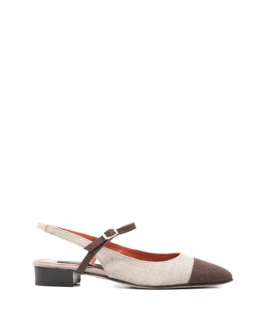 CAREL PARIS White Oceano Cap-Toe Flat Pumps