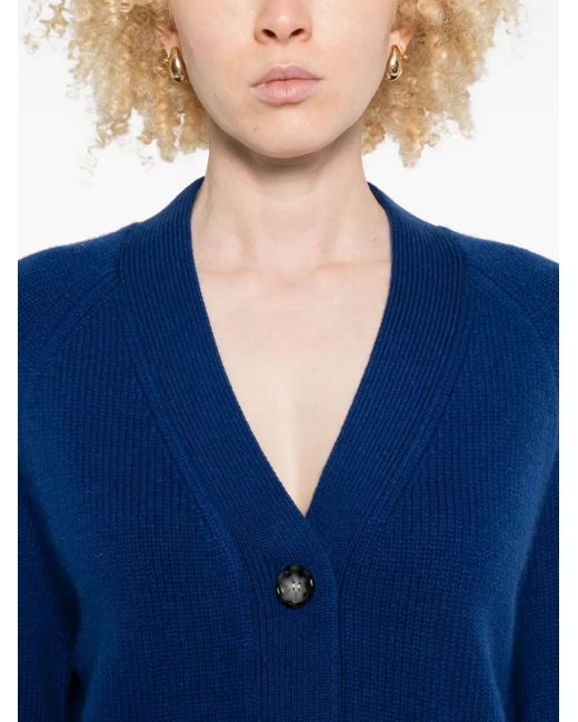 Allude Blue Patch-Pocket Button Cardigan