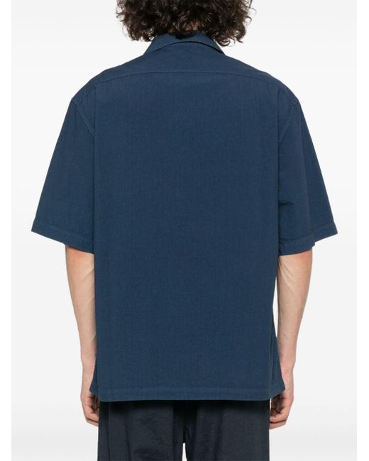Barena Blue Camp-collar Cotton Shirt for men