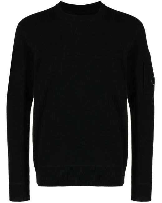 C P Company Black Lens-Detail Crew-Neck Jumper for men