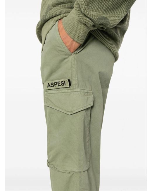 Aspesi Green Logo-appliqué Cargo Pants for men