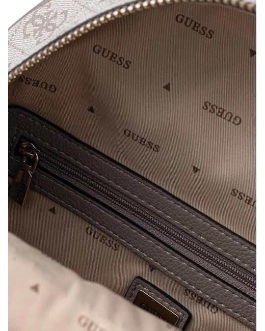 Guess Gray Monogram-Pattern Zip-Around Backpack