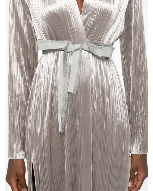 Forte_forte Gray Plissé-Effect Belted Coat