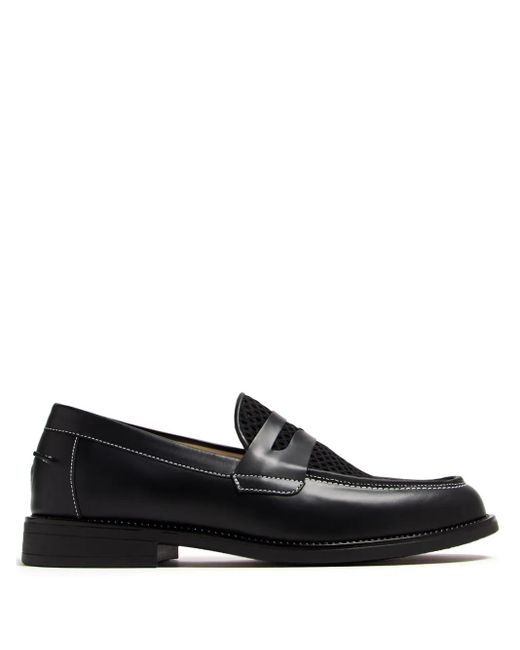 Duke & Dexter Black Wilde Rattan Penny Loafers for men