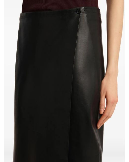 Khaite Black Panelled Wrap Midi Skirt