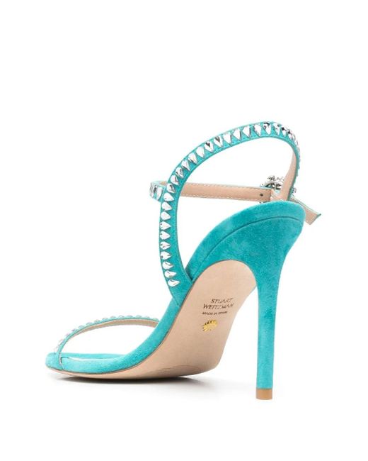 Stuart Weitzman Blue Embellished Open-Toe Sandals