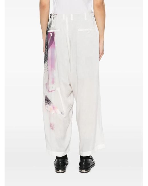 Yohji Yamamoto Pink Printed Trousers for men