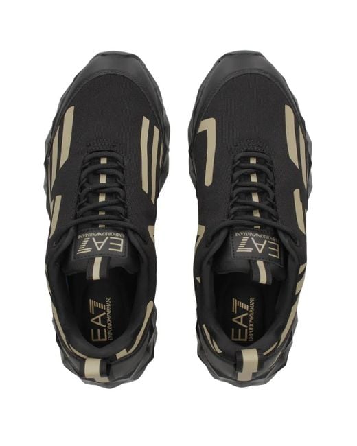 EA7 Black Logo-Print Sneakers for men
