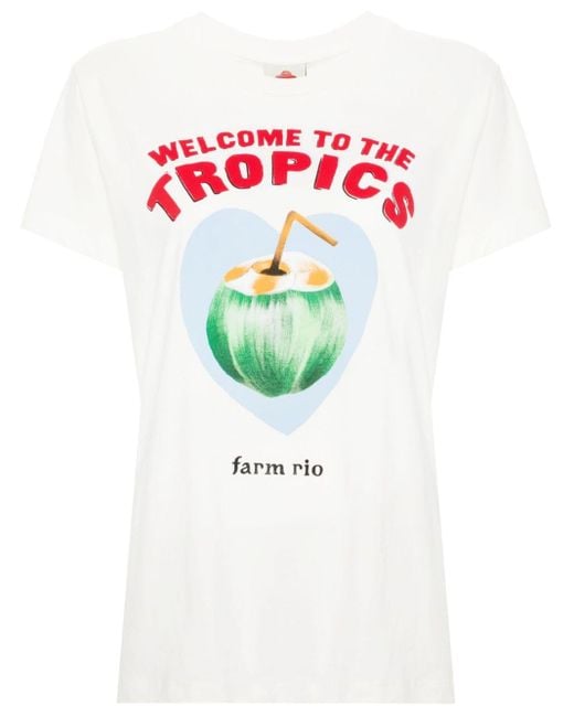 Farm Rio Blue Welcome To The Tropics T-Shirt