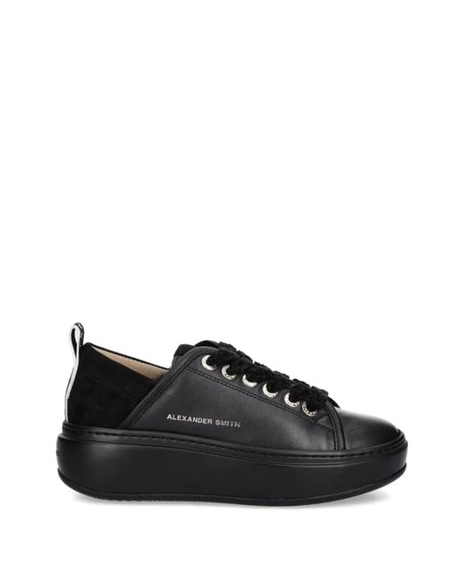 Alexander Smith Black Wembley Textured Lace-Up Sneakers