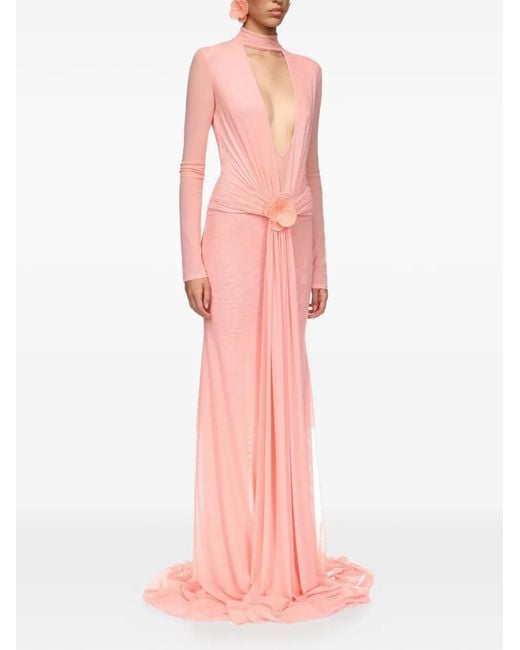 David Koma Pink Lace Flower Gown