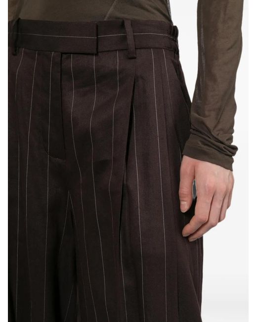 Helmut Lang White Pantalon Ample À Fines Rayures