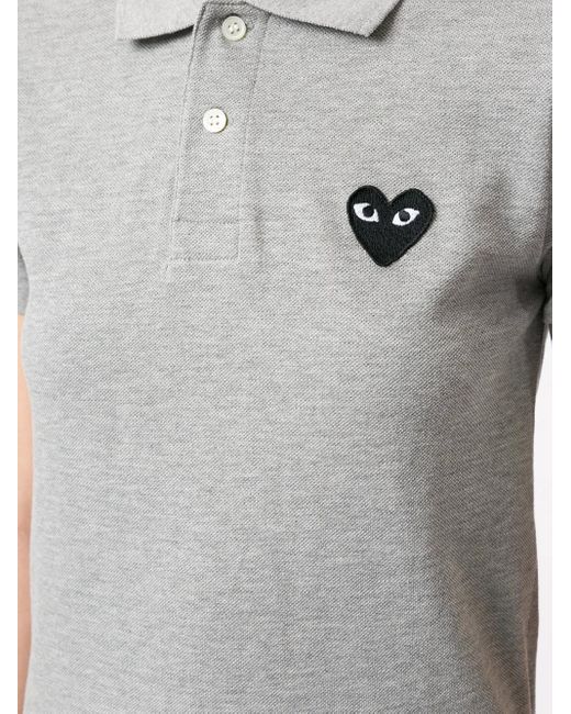 COMME DES GARÇONS PLAY Gray Logo Embroidered Polo Shirt