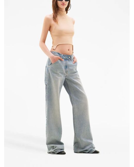Courreges Natural Logo Patch Crop Top