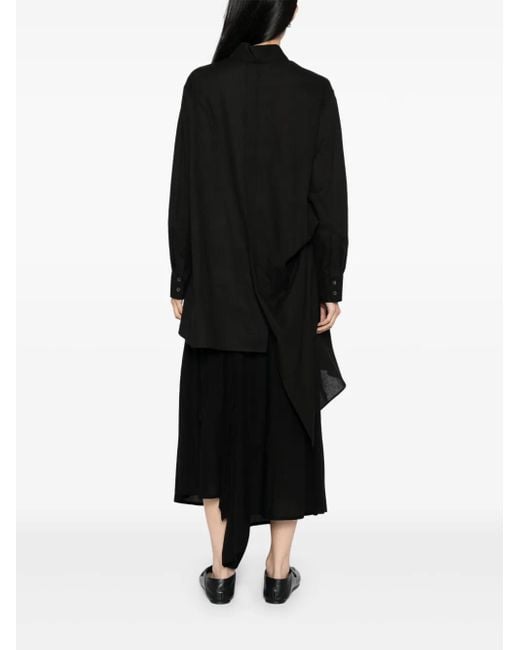 Yohji Yamamoto Black Cotton Asymmetric Shirt