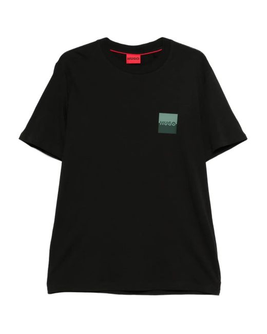 HUGO Black Logo-Print T-Shirt for men
