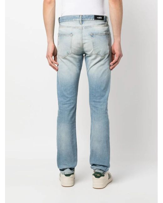 14 Bros Blue Stonewashed Straight-Leg Jeans for men