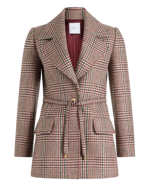 Patou Geruite Blazer Met Riem in het Brown