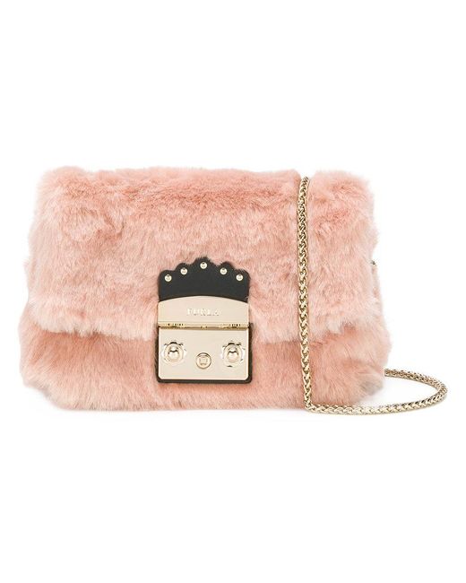 Furla Pink Metropolis Faux Fur Bag