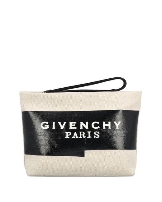 Givenchy Black Clutch mit Logo-Streifen