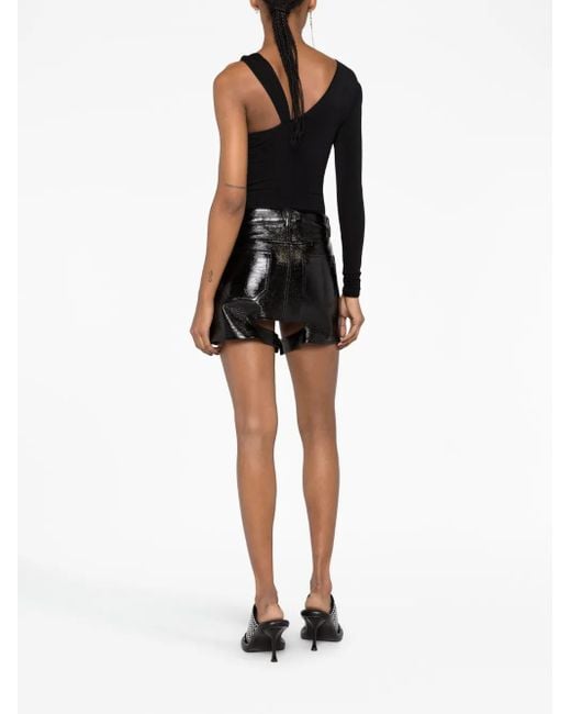 Courreges Black Chaps Vinyl-Effect Miniskirt