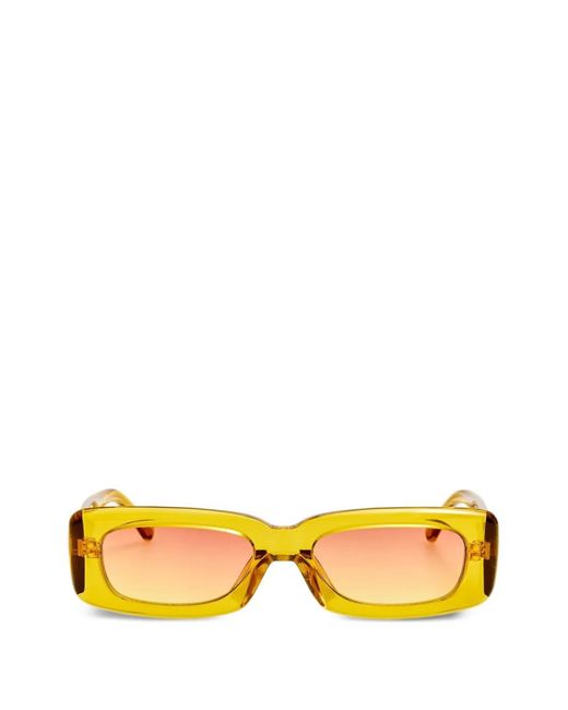 The Attico Yellow Mini Marfa Rectangle-Frame Sunglasses