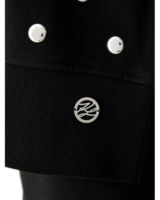 Karl Lagerfeld Black Stud-Embellished Sailor-Collar Sweatshirt
