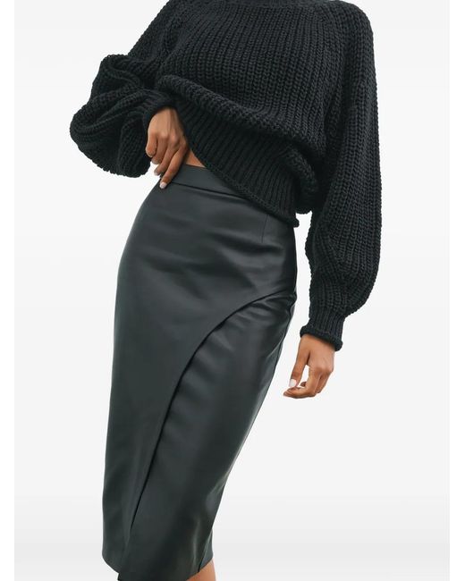 MARCELLA Black Nyssa Slit Midi Skirt