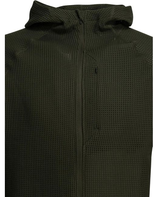 Houdini Sportswear Green Pace Flow Waffle-Knit Zip-Up Hoodie for men
