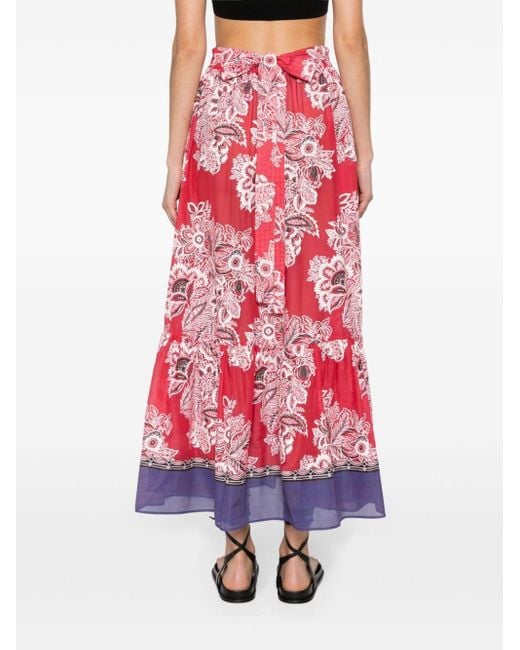 Falda larga con estampado floral Etro de color Red