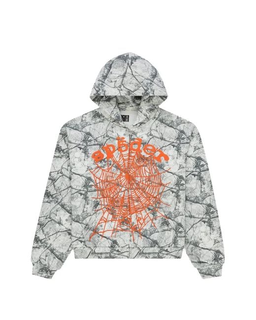 Sp5der White Real Tree Og Web V2 Printed Hoodie for men