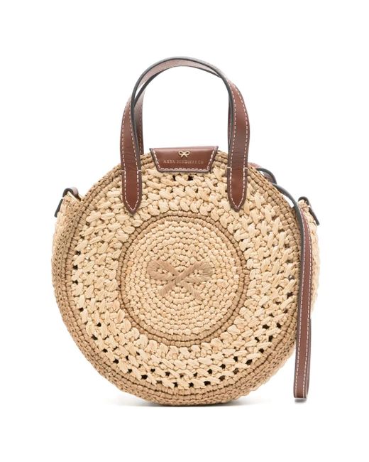 Anya Hindmarch Natural Small Bow Round Beach Bag