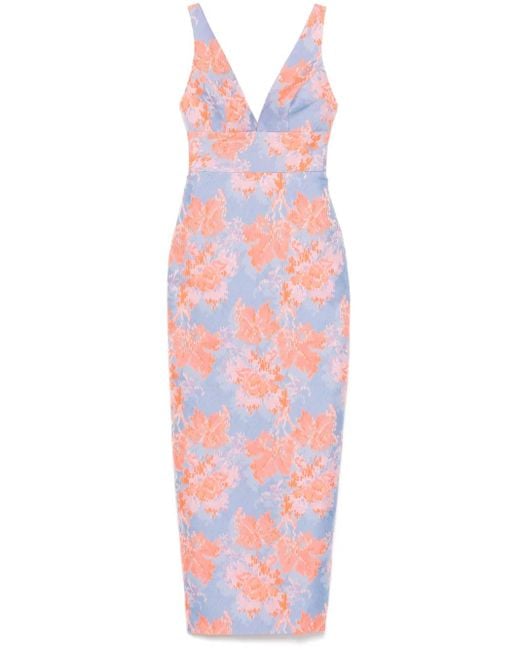Amsale White Abstract Jacquard Gown