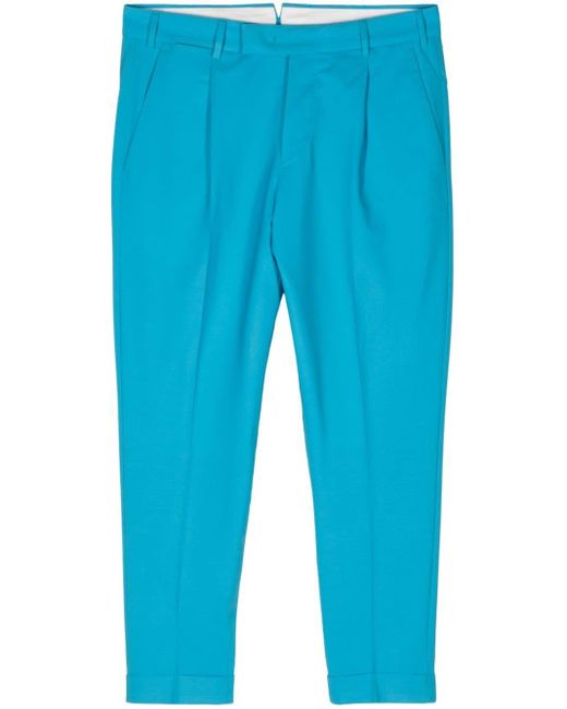 PT Torino Blue Mid-rise Tailored Trousers for men