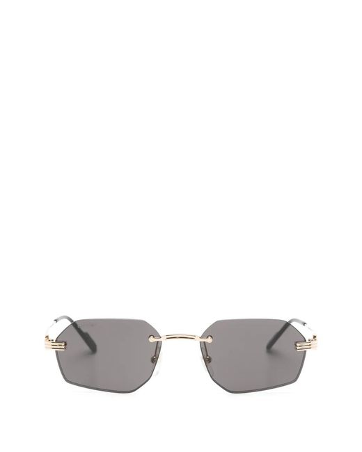 Cartier White Rimless Geometric-Frame Sunglasses