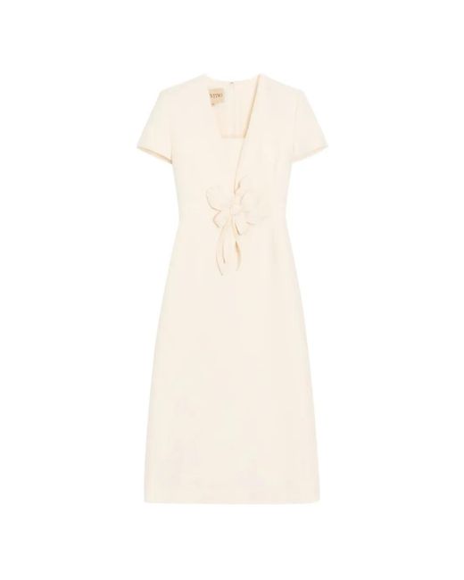 Valentino Garavani White Embroidered Crepe Couture Midi Dress