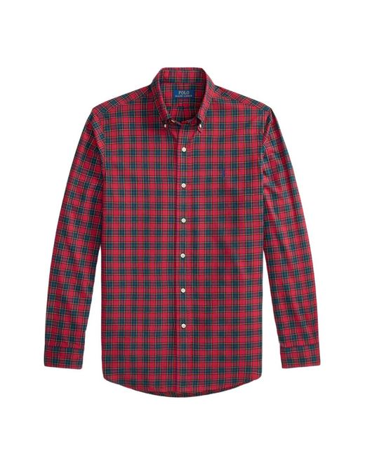 Polo Ralph Lauren Red Custom Fit Plaid Twill Shirt for men