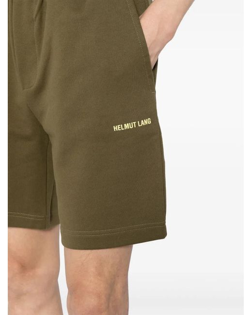 Helmut Lang Green Logo-Print Cotton Shorts for men