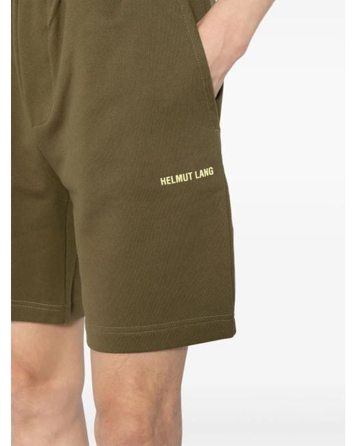 Helmut Lang Green Logo-Print Cotton Shorts for men