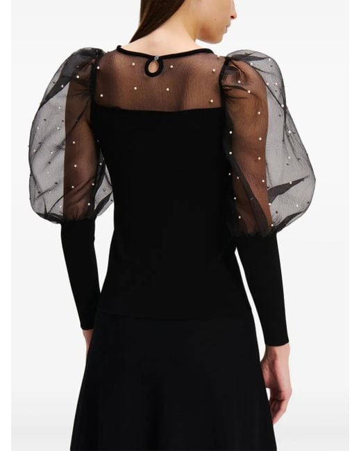 Top con detalle de perlas Karl Lagerfeld de color Black
