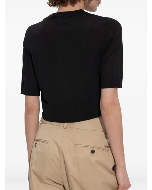 DSquared² Black Logo-Embroidered Short-Sleeve Knit Top