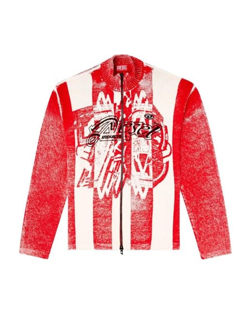 Cárdigan K-Oliba-Jkt con estampado gráfico y cremallera DIESEL de hombre de color Red