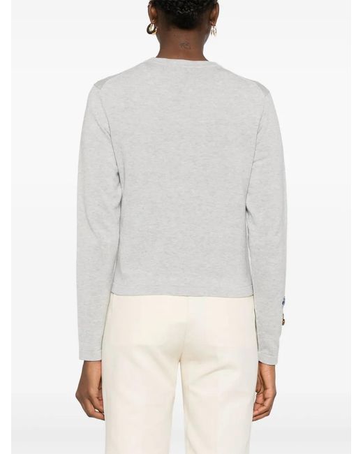 KENZO Gray Embroidered Cotton Cardigan