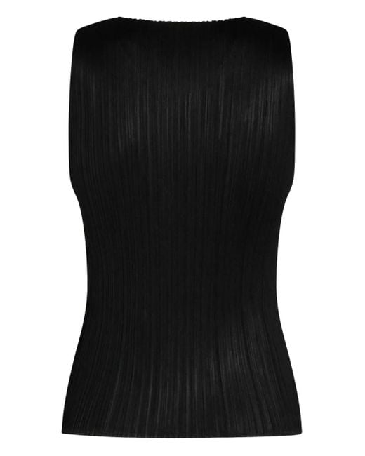 Pleats Please Issey Miyake Black Pleated Sleeveless Top