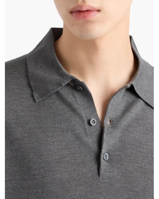 Prada Gestricktes Poloshirt in Gray für Herren