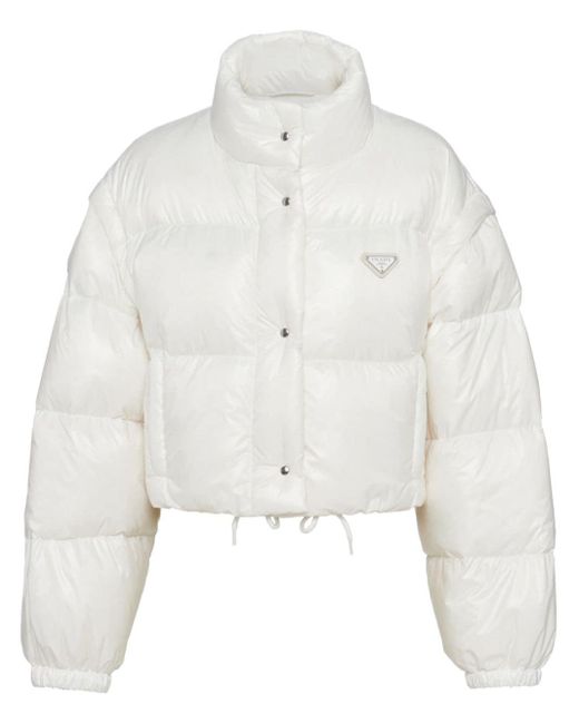 Prada White Re-nylon Cropped Down Jacket