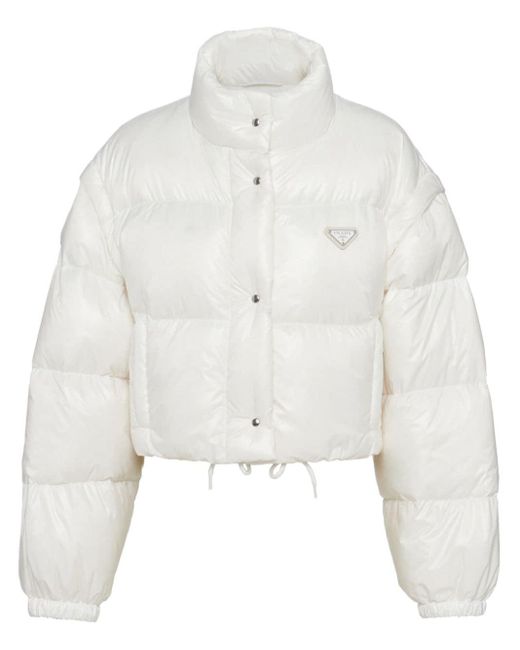 Prada Cropped Donsjack in het White