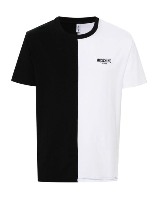 Moschino Black Logo-print Colourblock T-shirt for men